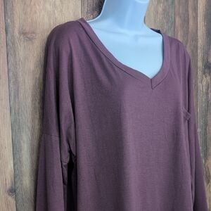 Women's Long Sleeve V-Neck Top - Purple